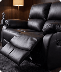Serano Black Leather Manual Recliner 2 Seater Sofa