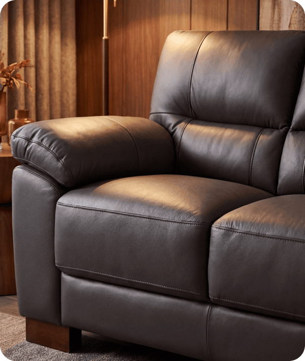 Dalmore Genuine Leather Grey 3 Seater Sofa