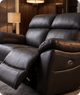 Torino Genuine Leather Grey Electric Power Recliner 2 Seater Sofa