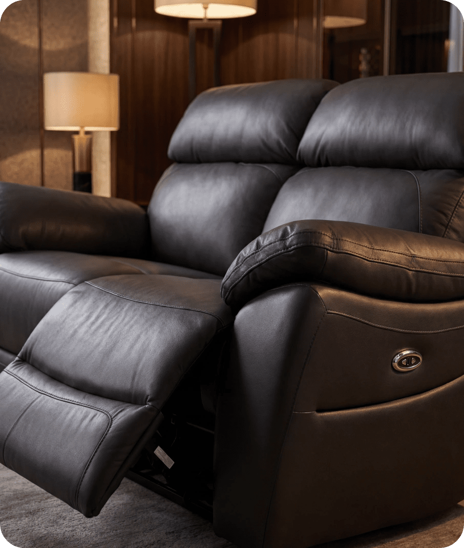 Torino Genuine Leather Grey Electric Power Recliner 2 Seater Sofa