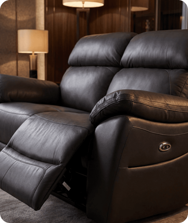 Torino Genuine Leather Grey Electric Power Recliner 2 Seater Sofa