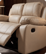 York Cream Leather 2 Seater Manual Recliner Sofa