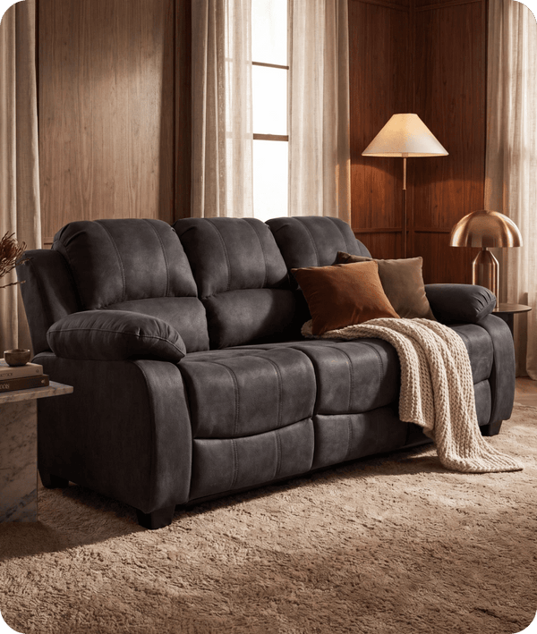 Veloura Charcoal Fabric 3 Seater Sofa