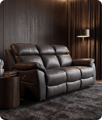 Torino Genuine Leather Grey Electric Power Recliner 3 Seater Sofa