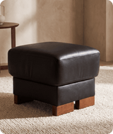 Dalmore Genuine Leather Black Footstool