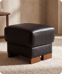Dalmore Genuine Leather Black Footstool