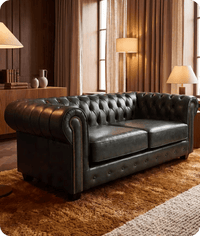 Chesterfield Green Leather Antique 3 Seater Sofa