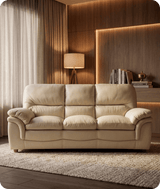Florence Cream Leather 3 Seater Sofa
