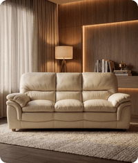 Florence Cream Leather 3 Seater Sofa