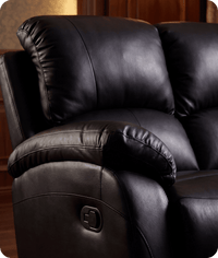 Serano Black Leather Manual Recliner 3 Seater Sofa
