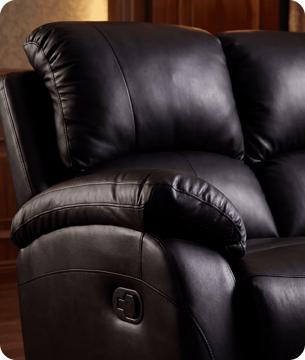 Serano Black Leather Manual Recliner 3 Seater Sofa