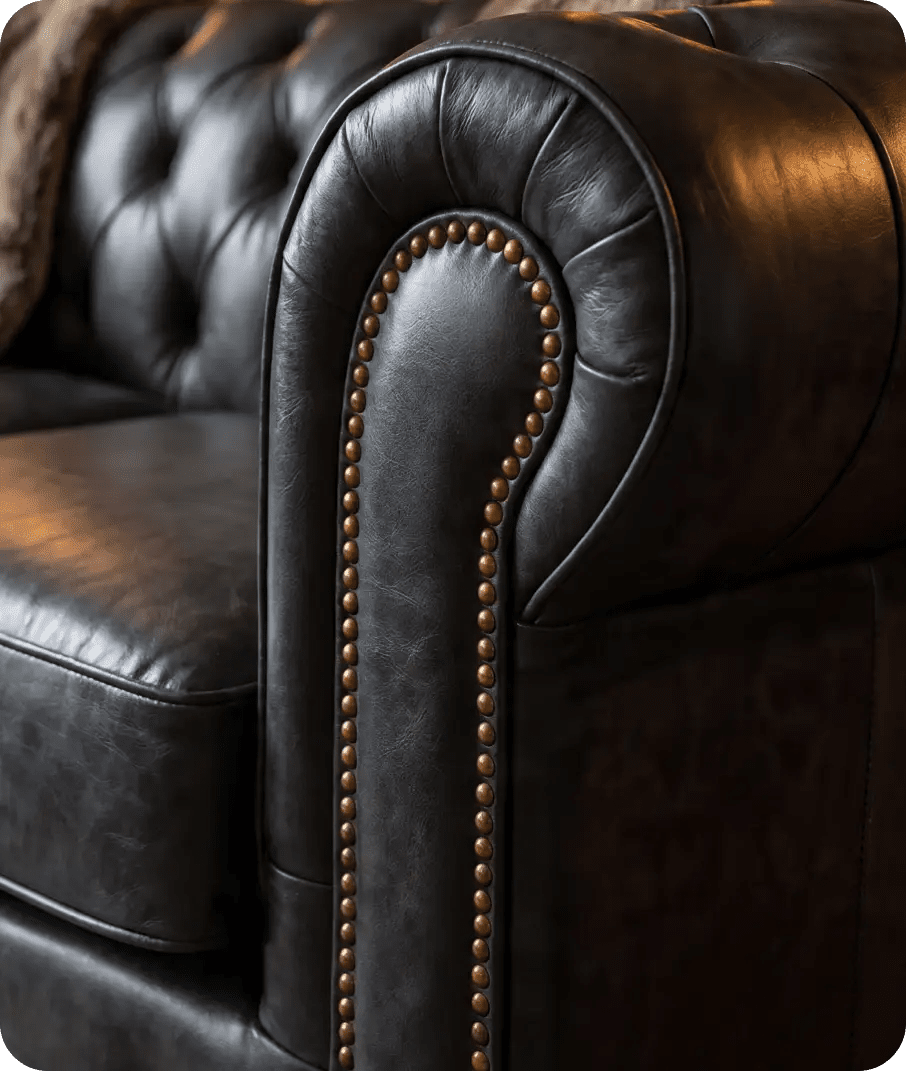 Chesterfield Green Leather Antique 3 Seater Sofa
