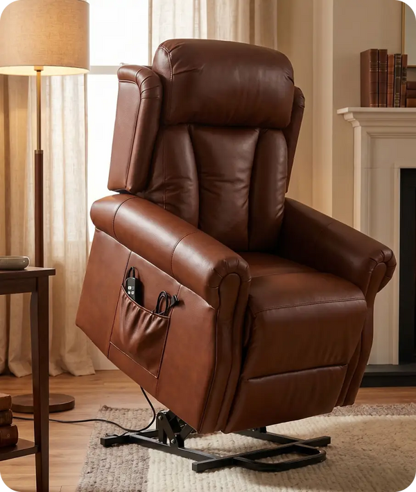Derby Genuine Leather Tan Rise & Recline Mobility Chair