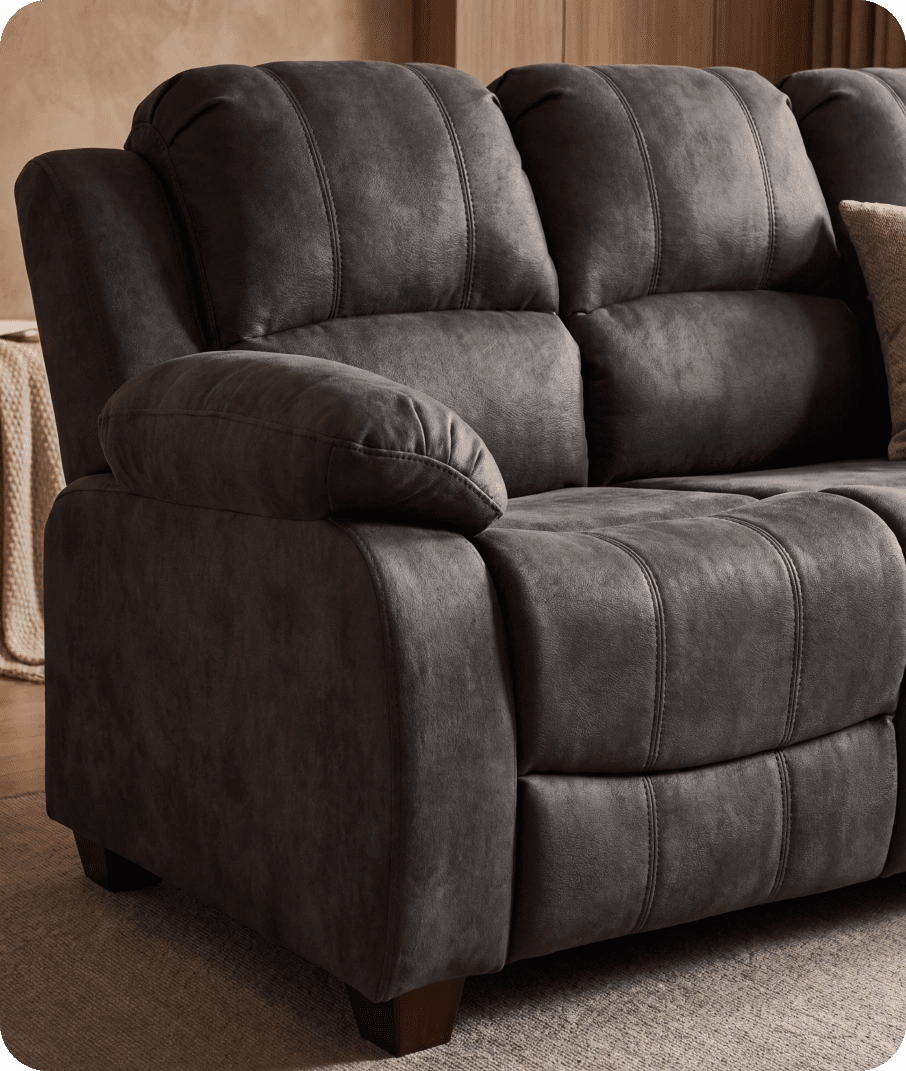 Veloura Charcoal Fabric 3 Seater Sofa