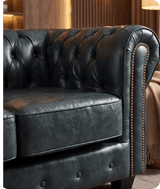 Chesterfield Green Leather Antique 3 Seater Sofa