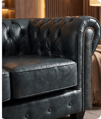 Chesterfield Green Leather Antique 3 Seater Sofa