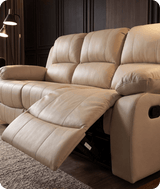 York Cream Leather 3 Seater Manual Recliner Sofa