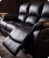 Serano Black Leather Manual Recliner 3 Seater Sofa