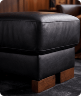 Dalmore Genuine Leather Black Footstool