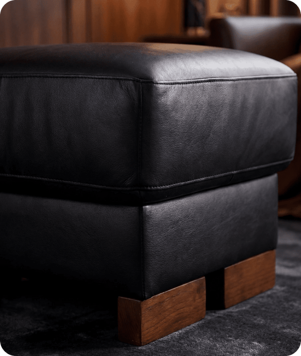 Dalmore Genuine Leather Black Footstool