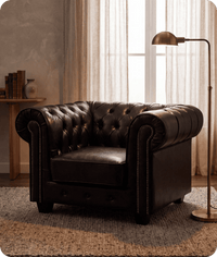 Chesterfield Black Leather Antique Armchair