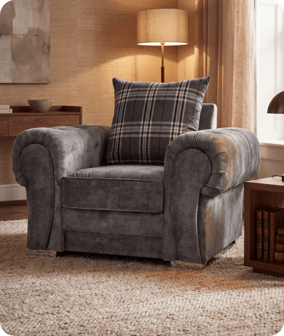 Florence Scatter Grey Fabric Armchair
