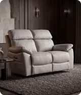 Torino Genuine Leather Light Grey Electric Power Recliner 2 Seater Sofa