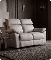 Torino Genuine Leather Light Grey Electric Power Recliner 2 Seater Sofa