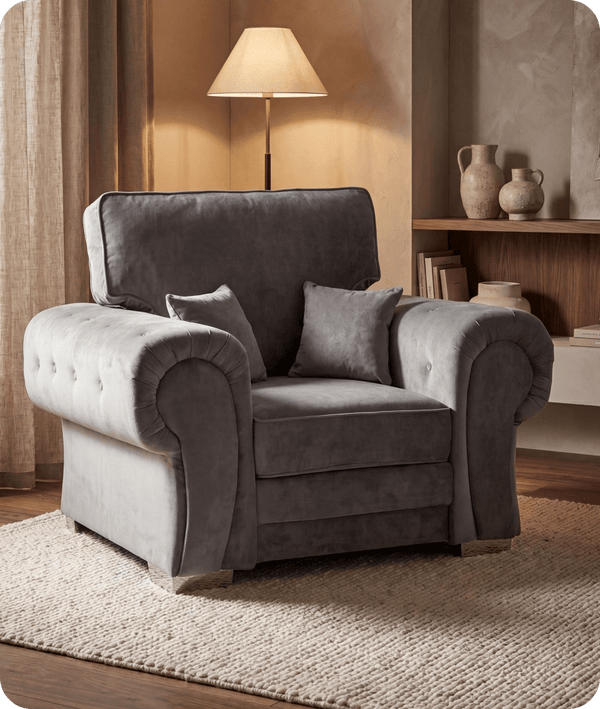 Florence High Back Grey Fabric Armchair