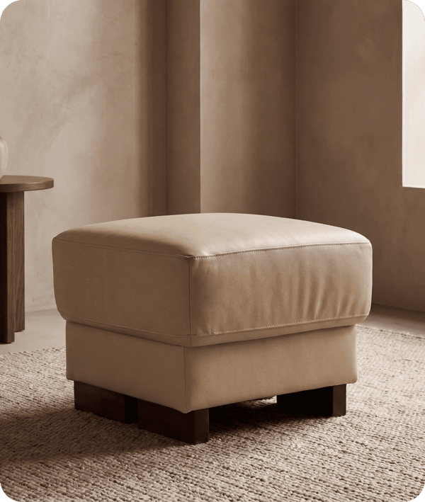 Dalmore Genuine Leather Cream Footstool