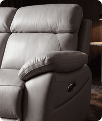 Torino Genuine Leather Light Grey Electric Power Recliner 2 Seater Sofa