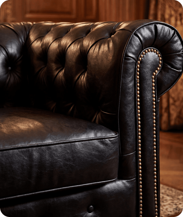 Chesterfield Black Leather Antique Armchair