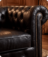 Chesterfield Black Leather Antique Armchair