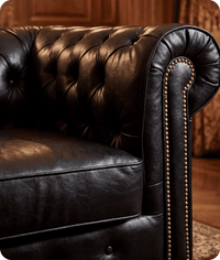 Chesterfield Black Leather Antique Armchair