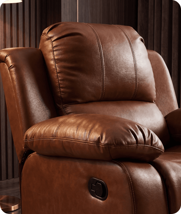 York Leather Tan Manual Recliner Armchair