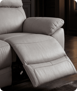 Torino Genuine Leather Light Grey Electric Power Recliner 2 Seater Sofa