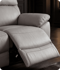 Torino Genuine Leather Light Grey Electric Power Recliner 2 Seater Sofa