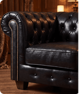 Chesterfield Black Leather Antique Armchair