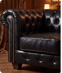 Chesterfield Black Leather Antique Armchair