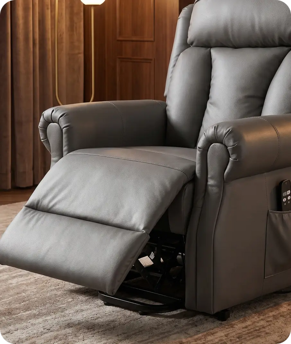 Derby Genuine Leather Grey Rise & Recline Mobility Chair
