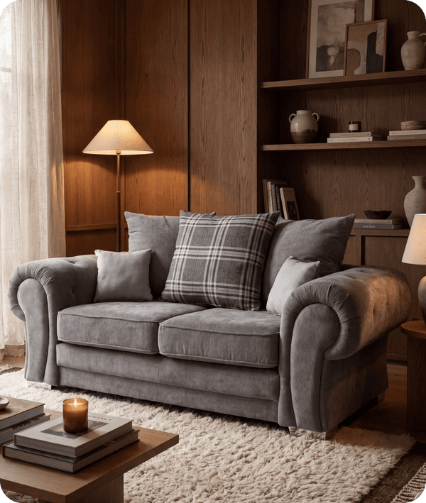 Florence Scatter Grey Fabric 2 Seater Sofa