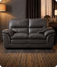 Florence Grey Leather 2 Seater Sofa