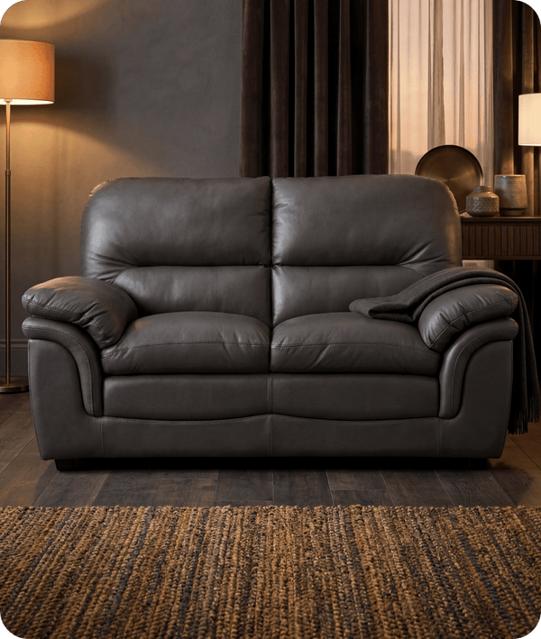 Florence Grey Leather 2 Seater Sofa