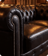Chesterfield Black Leather Antique 2 Seater Sofa