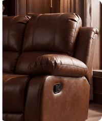York Tan Leather 2 Seater Manual Recliner Sofa