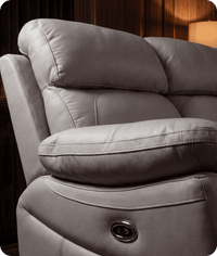 Torino Genuine Leather Light Grey Electric Power Recliner 3 Seater Sofa