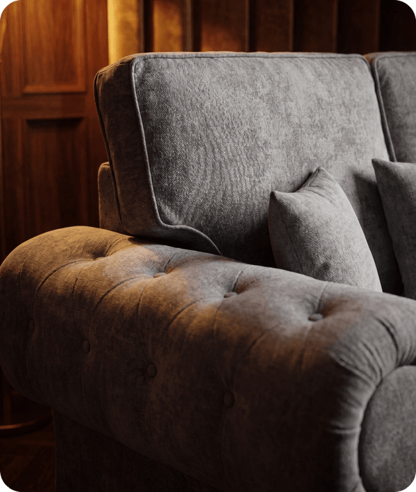 Florence High Back Grey Fabric 2 Seater Sofa