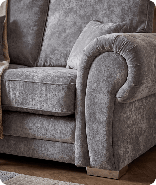 Florence High Back Grey Fabric 2 Seater Sofa