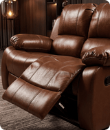 York Tan Leather 2 Seater Manual Recliner Sofa