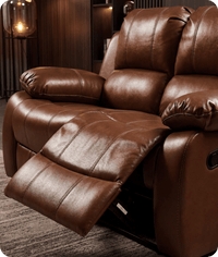 York Tan Leather 2 Seater Manual Recliner Sofa